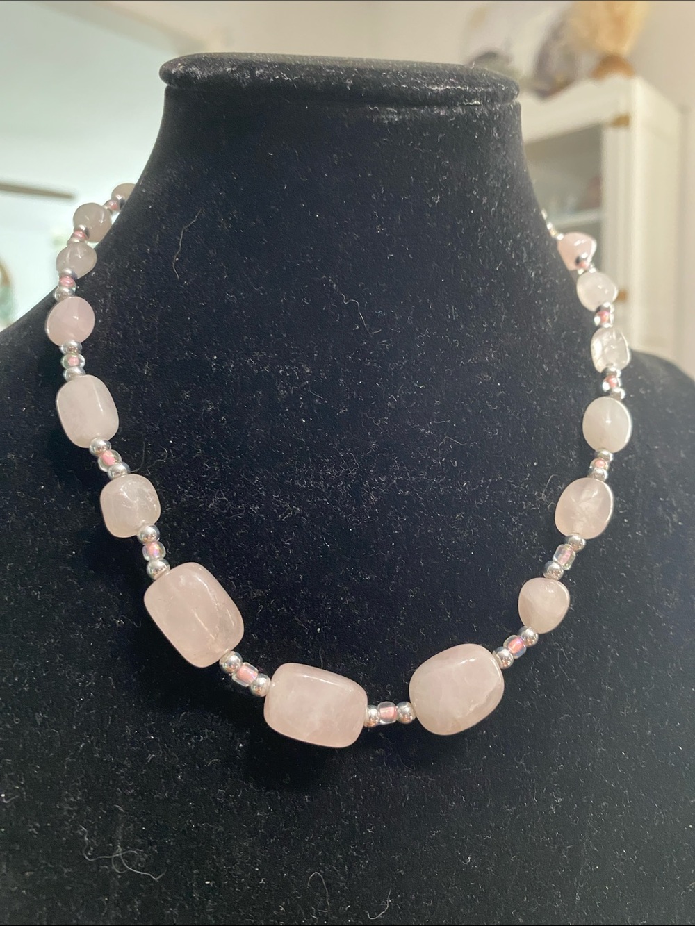 Rose Quartz Bead Necklace - Feminine Pink Gemstone Strand